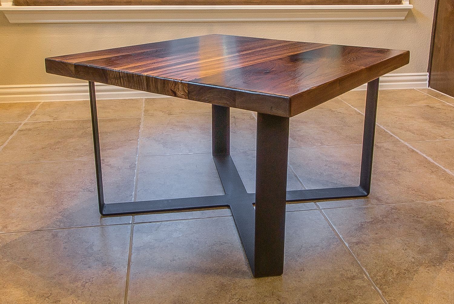 Black Walnut Wood Strip Tables Round End Accent