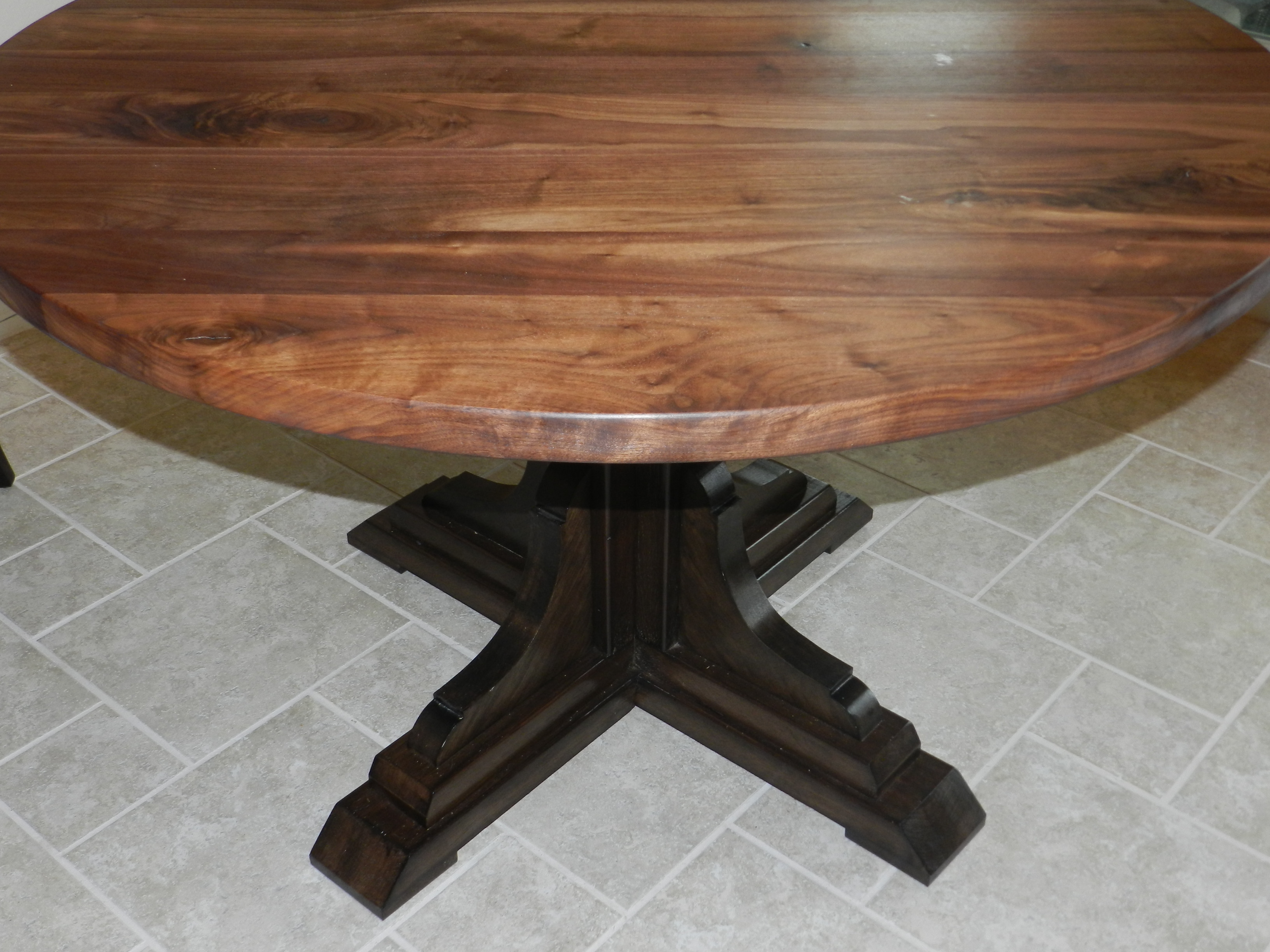 Black Walnut Wood Strip Tables Round End Accent