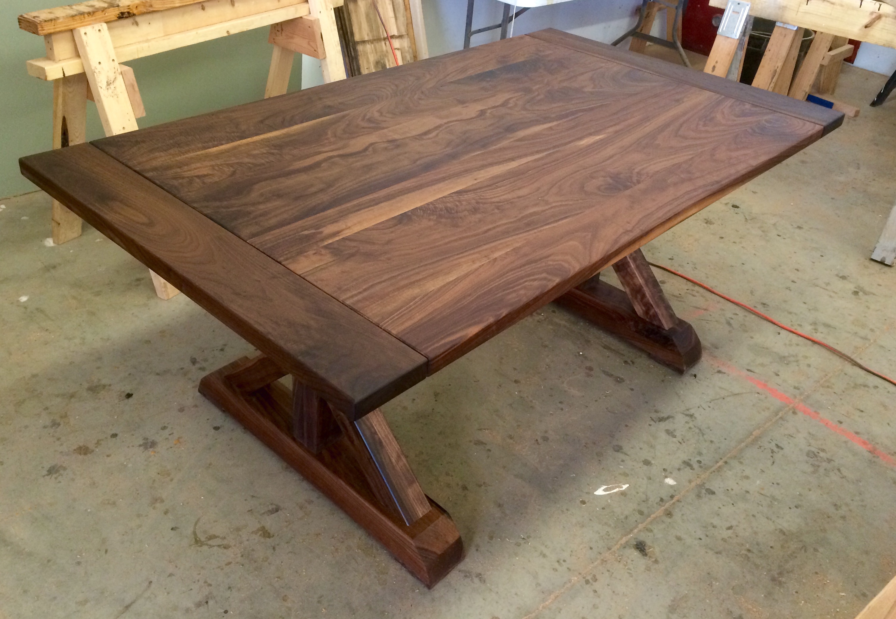 custom kitchen table walnut top maple legs