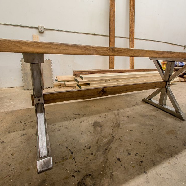 Modern Industrial Trestle Table | KS WoodCraft