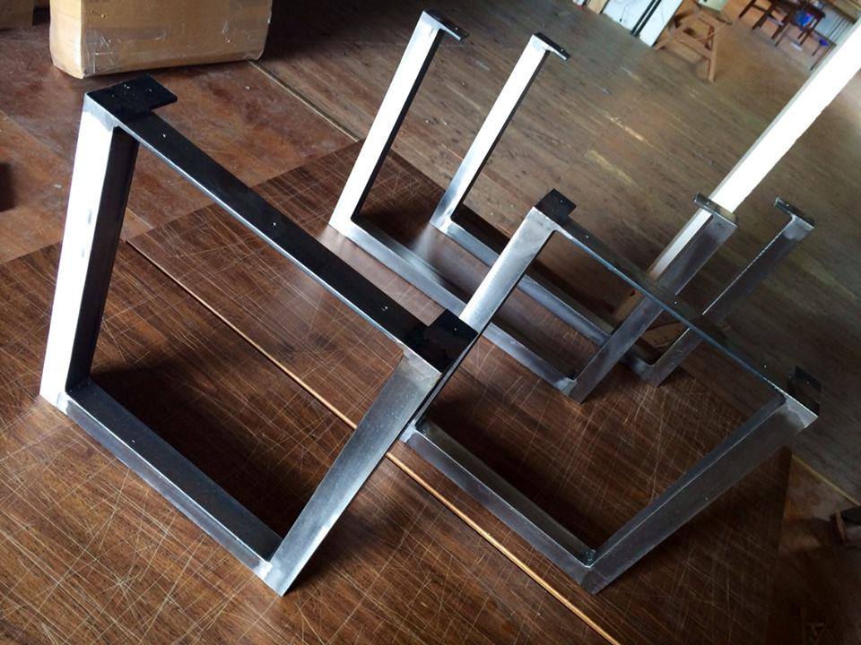 Details about   2x Industrial Black Steel Metal Table Bench Legs Geometric Art Heavy Duty Stand 