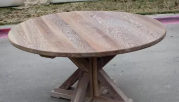 White Oak Round Table with Toast Coloring System - 1