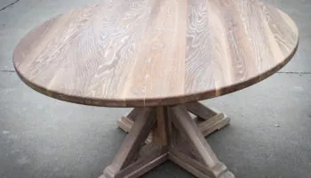 White Oak Round Table with Toast Coloring System - 4
