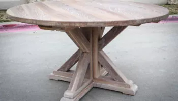 White Oak Round Table with Toast Coloring System - 6